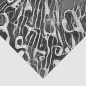 部族風ネイティブモザイク タビー猫 黒と白のアート 薄葉紙 (詳細)