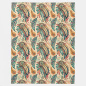 部族鮮やか族先住民の羽パステルグリーン フリースブランケット (正面)