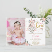 部族 ボホ エレファント ワイルド ワン 1歳 誕生日 写真 招待状 (スタンド正面)