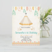 部族 ボホ ティピーの誕生日シャワー招待状 招待状 (スタンド正面)