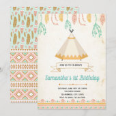 部族 ボホ ティピーの誕生日シャワー招待状 招待状 (正面/裏面)
