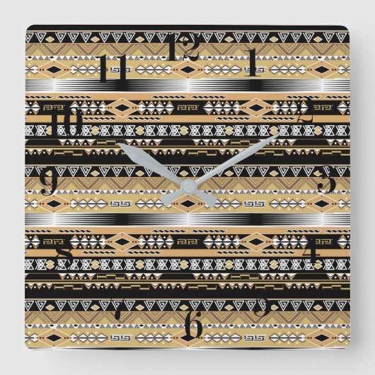 部族、民族、オーナメント スクエア壁時計 (正面)
