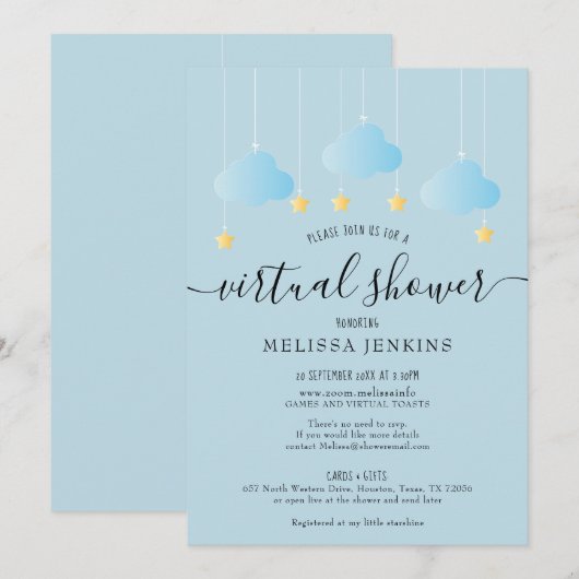 郵便でバーチャルオンライン長距離シャワー 招待状 (正面/裏面)