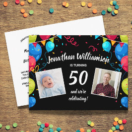 郵便で誕生日パーティー, 2枚の写真, どんな年齢でも, 風船 ポストカード