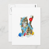 郵便はがきによって飾られる子猫 ポストカード (正面/裏面)