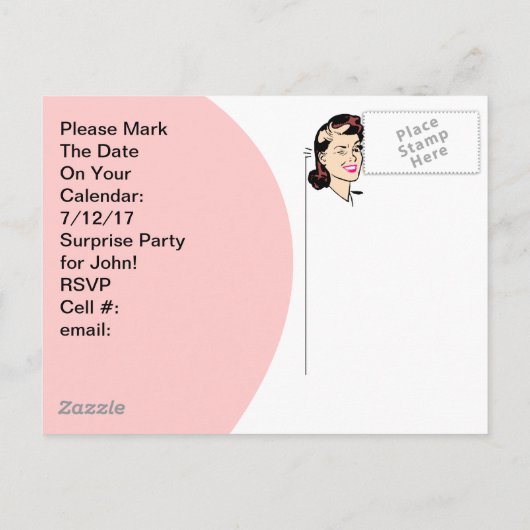 郵便はがきのかわいいまばたきのびっくりパーティの郵便はがきの催すこと インビテーションポストカード (裏面)