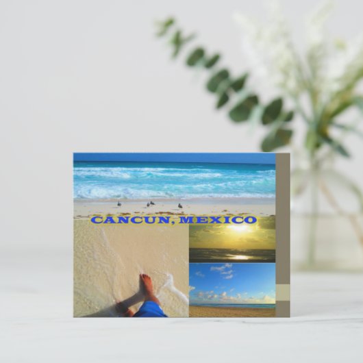 郵便はがきのカンクンのカスタムなコラージュ8 ポストカード (スタンド正面)