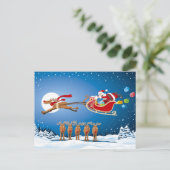 郵便はがきのクリスマスのサンタのそりのトナカイ シーズンポストカード (スタンド正面)