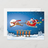 郵便はがきのクリスマスのサンタのそりのトナカイ シーズンポストカード (正面/裏面)