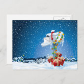 郵便はがきのクリスマスのポストのギフト用の箱の雪 シーズンポストカード (正面/裏面)
