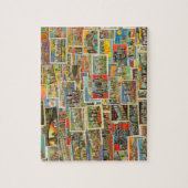 郵便はがきのコラージュのパズルからのヴィンテージの挨拶 ジグソーパズル (縦)