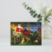 郵便はがきのゴルフの後でうたた寝しているサンタ シーズンポストカード (スタンド正面)