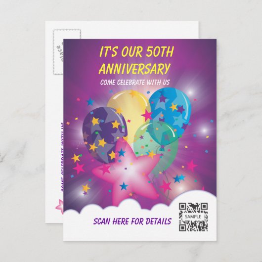 郵便はがきのテンプレートのお祝い インビテーションポストカード (正面/裏面)