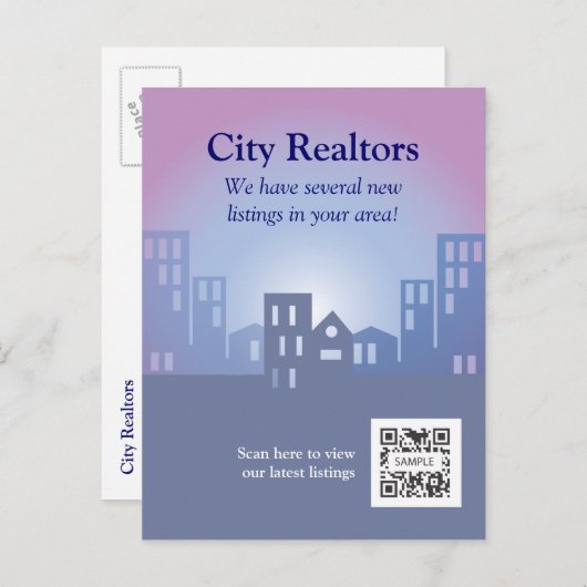 郵便はがきのテンプレート都市不動産仲介業者 案内ポストカード (正面/裏面)