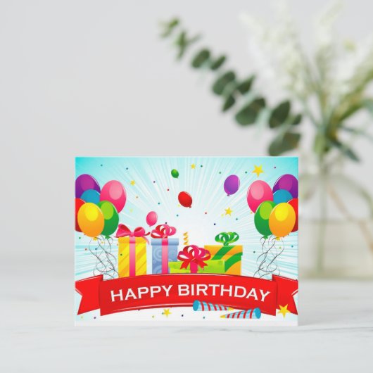 郵便はがきのハッピーバースデー ポストカード (スタンド正面)