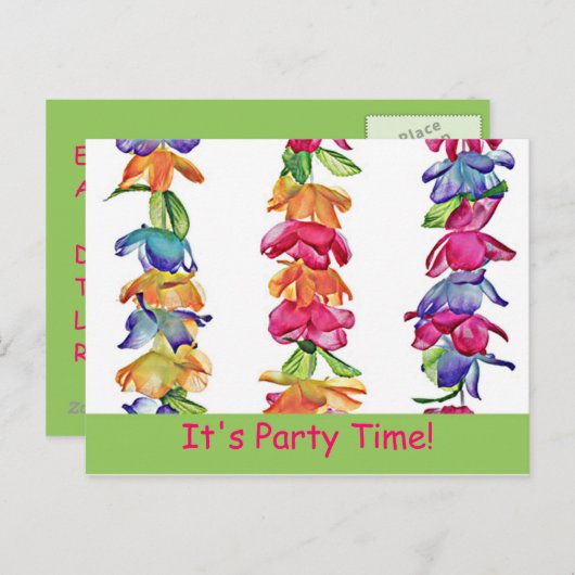 郵便はがきのハワイアンLeis - PartyTime! インビテーションポストカード (正面/裏面)