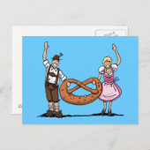 郵便はがきのバイエルンのオクトーバーフェストのカップルのプレッツェル ポストカード (正面/裏面)