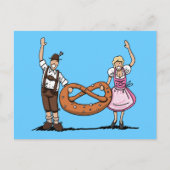 郵便はがきのバイエルンのオクトーバーフェストのカップルのプレッツェル ポストカード (正面)