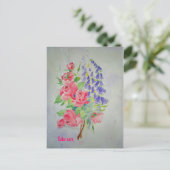 郵便はがきのバラおよびジギタリス ポストカード (スタンド正面)