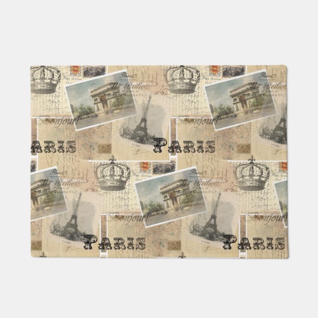 郵便はがきのパリのフランスのな玄関マット ドアマット (正面)