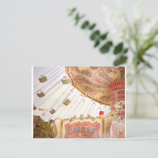 郵便はがきのパリのヴィンテージのメリーゴーランド シーズンポストカード (スタンド正面)