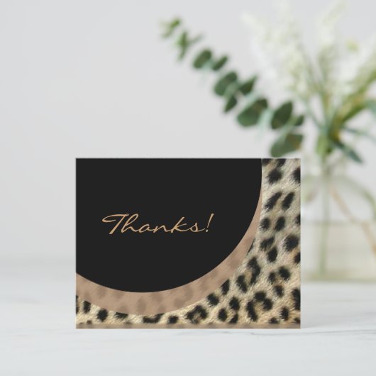 郵便はがきのヒョウのプリントありがとう ポストカード (スタンド正面)