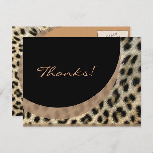 郵便はがきのヒョウのプリントありがとう ポストカード (正面/裏面)