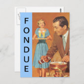 郵便はがきのレトロのおもしろいのフォンデュのパーティーのヴィンテージのカップル ポストカード (正面/裏面)