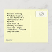 郵便はがきのレトロの人のトーストのトーストの引っ越し祝いパーティーのパーティー インビテーションポストカード (裏面)