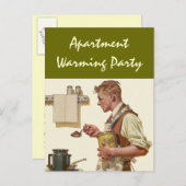 郵便はがきのレトロの人の醸造物のコーヒー引っ越し祝いパーティーのパーティー インビテーションポストカード (正面/裏面)