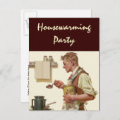 郵便はがきのレトロの人はコーヒー引っ越し祝いパーティーのパーティーを作ります インビテーションポストカード (正面/裏面)