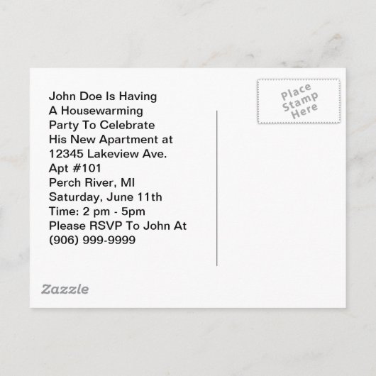 郵便はがきのレトロの人はコーヒー引っ越し祝いパーティーのパーティーを作ります インビテーションポストカード (裏面)