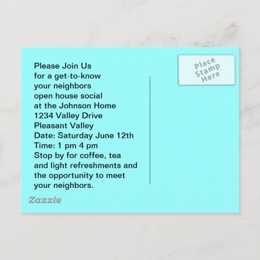 郵便はがきのレトロの近隣の社会的なブロックパーティのPC インビテーションポストカード (裏面)