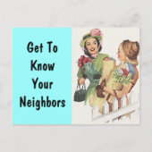 郵便はがきのレトロの近隣の社会的なブロックパーティのPC インビテーションポストカード (正面)