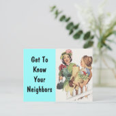 郵便はがきのレトロの近隣の社会的なブロックパーティのPC インビテーションポストカード (スタンド正面)