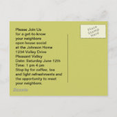 郵便はがきのレトロの近隣の社会的なブロックパーティのPC インビテーションポストカード (裏面)