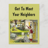 郵便はがきのレトロの近隣の社会的なブロックパーティのPC インビテーションポストカード (正面)