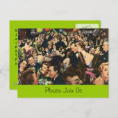 郵便はがきのレトロの退職パーティーの強打の群集のフェスティバル インビテーションポストカード (正面/裏面)