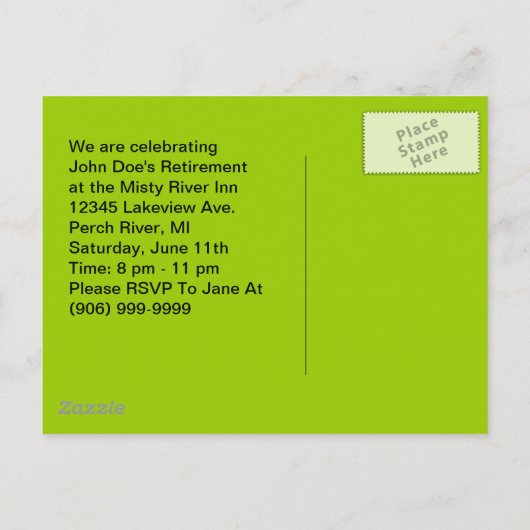 郵便はがきのレトロの退職パーティーの強打の群集のフェスティバル インビテーションポストカード (裏面)