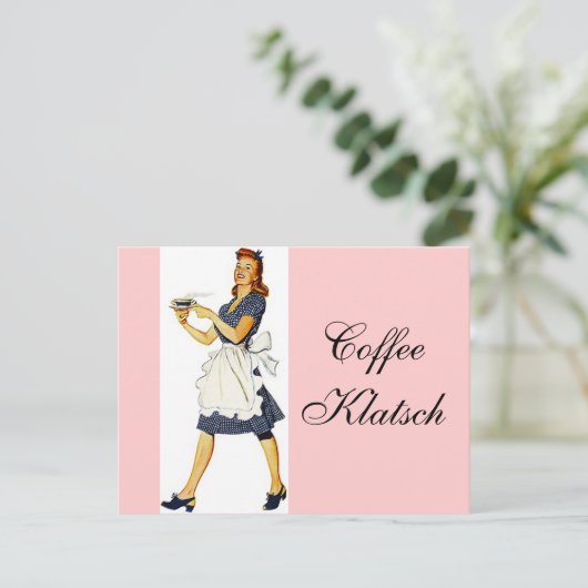 郵便はがきのヴィンテージのウェートレスのコーヒーKlatschの招待 インビテーションポストカード (スタンド正面)