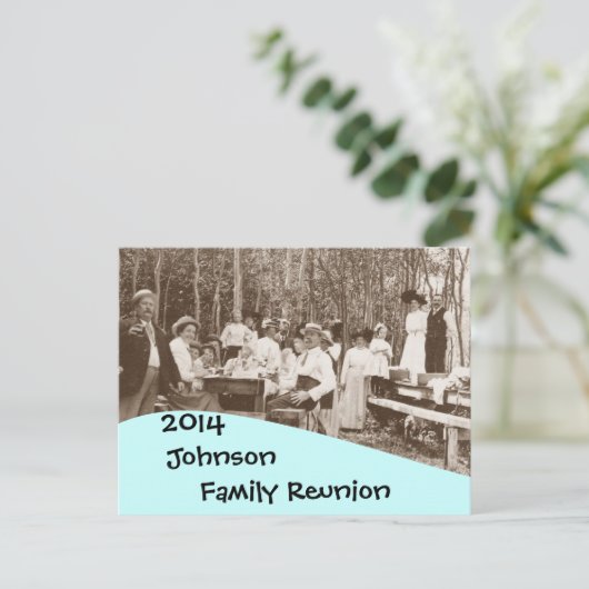 郵便はがきのヴィンテージのピクニック家族会の招待状 インビテーションポストカード (スタンド正面)