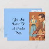 郵便はがきのヴィンテージのレトロのおもしろいのフォンデュのパーティの招待状 インビテーションポストカード (正面/裏面)