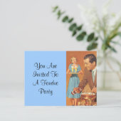 郵便はがきのヴィンテージのレトロのおもしろいのフォンデュのパーティの招待状 インビテーションポストカード (スタンド正面)