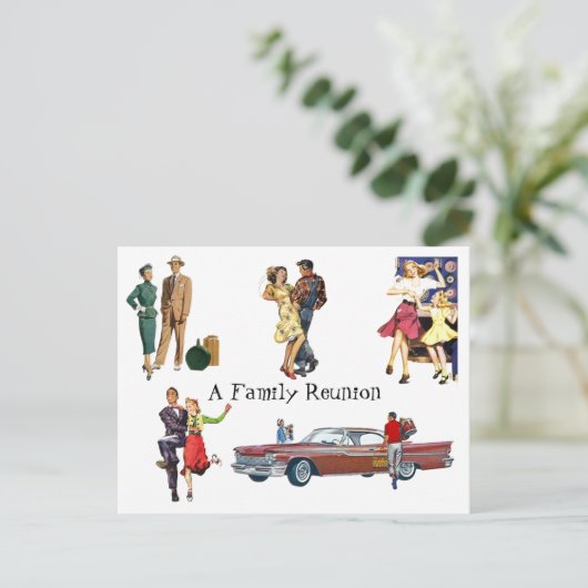 郵便はがきのヴィンテージのレトロのお祝いのおもしろいの家族会 ポストカード (スタンド正面)