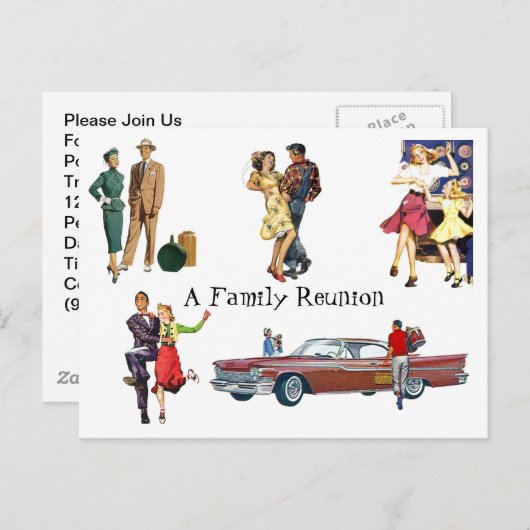 郵便はがきのヴィンテージのレトロのお祝いのおもしろいの家族会 ポストカード (正面/裏面)