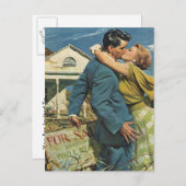 郵便はがきのヴィンテージのレトロのカップルの引っ越し祝いパーティーのパーティー インビテーションポストカード (正面/裏面)