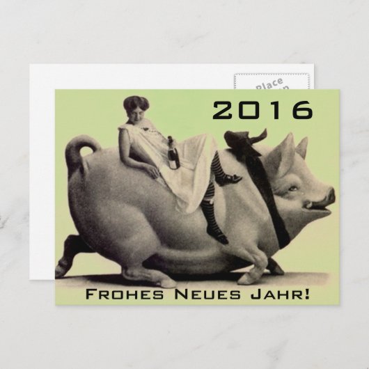 郵便はがきのヴィンテージの明けましておめでとうのfrohesのneuesのjahr シーズンポストカード (正面/裏面)