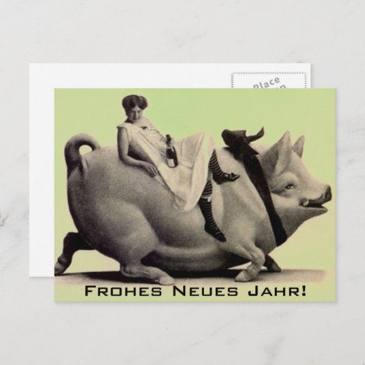郵便はがきのヴィンテージの明けましておめでとうのfrohesのneuesのjahr シーズンポストカード (正面/裏面)