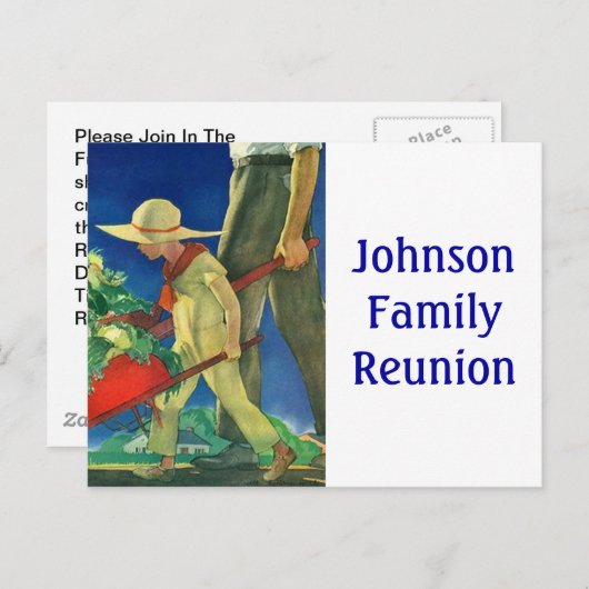 郵便はがきのヴィンテージの田園庭家族のRenuionのPC インビテーションポストカード (正面/裏面)