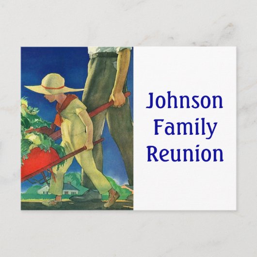 郵便はがきのヴィンテージの田園庭家族のRenuionのPC インビテーションポストカード (正面)